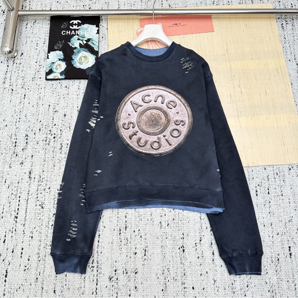 Acne Studios Black Distressed Logo Sweatshirt